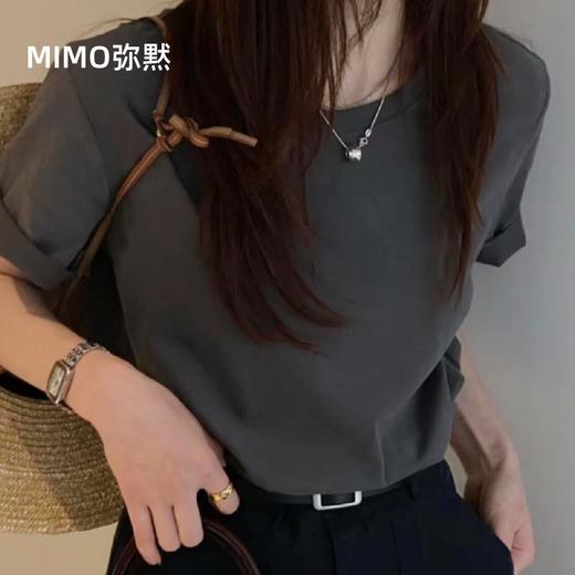 MIMO弥黙！麻感棉 T 恤，进口纤维麻感棉 T ，卷边设计慵懒随性 穿出松弛高级感，圆领显瘦一绝，机洗狂甩不变形 ，百搭不挑人 商品图2