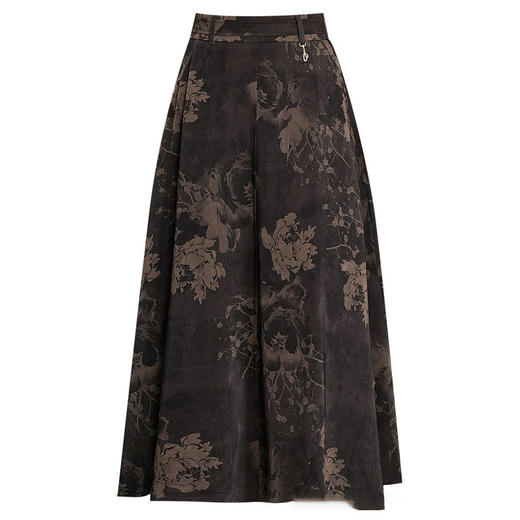 MYX-KDFY-S1927-L中长款通勤印花百褶修身A字裙2025年夏季新款高腰显瘦时尚半身裙 商品图4