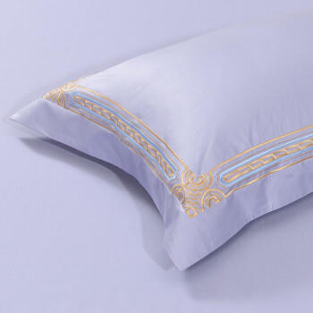 富安娜60S贡缎全棉四件套高支素绣纯棉床品套件双人加大被套230*229cm 商品图1