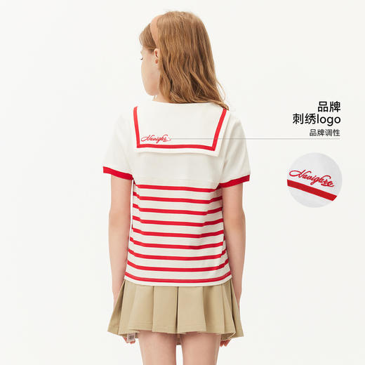 【纳维凯尔】【120-165】Navigare意大利小帆船女童夏款海军风短袖T恤 商品图1