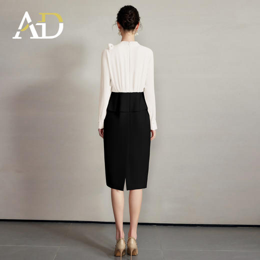 AD蝴蝶结飘带衬衣长袖连衣裙女职业通勤气质面试正装商务经理工作 商品图4