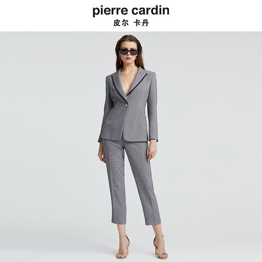 [皮尔卡丹女装]连衣裙蕾丝拼接长袖优雅商务通勤羊毛裙 商品图4