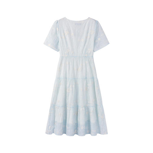 奢姿大码女装2025夏季减龄小碎花连衣裙胖妹妹纽扣装饰方领裙子9952890398 商品图1