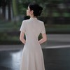 IWY/新中式国风盘扣连衣裙米白色夏季新款复古时尚优雅收腰显瘦A字裙子1024Q103 商品缩略图4