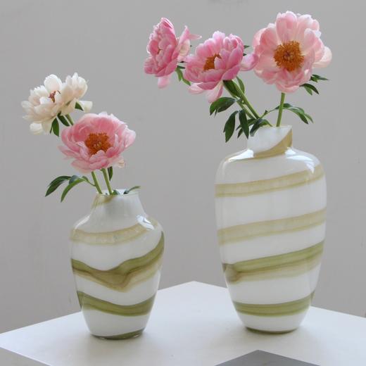 创意轻奢不规则水墨纹玻璃花瓶大肚子家居样板房间客厅插花摆件 商品图1