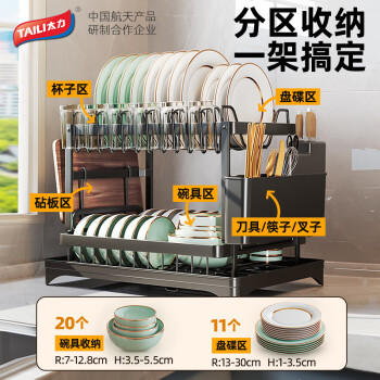 太力厨房收纳置物架碗碟架多功能置物架沥水碗架 台面收纳架砧板架 商品图7