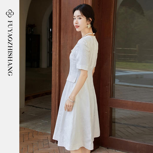 FUYAO扶摇 东方雅韵 新中式提花连衣裙女国风气质浮雕奢华感裙子 商品图4