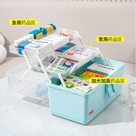 JEKO&JEKO药品收纳箱家用医药箱药品收纳盒家庭医药箱药盒 超大号蓝色