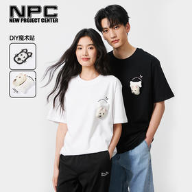 NPC潮牌CC小狗创意魔术贴可替换图案圆领T恤男纯棉舒适CC52TE17
