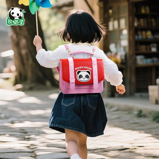 熊猫屋PANDAHOUSE  潘兜双肩包-甜蜜黑巧/甜心草莓  儿童款  送纸袋 商品图1