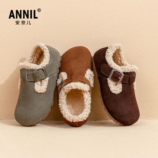 ANNIL/安奈儿软底童鞋冬季新款儿童休闲百搭保暖毛毛鞋加绒勃肯鞋HG4401167 商品图3