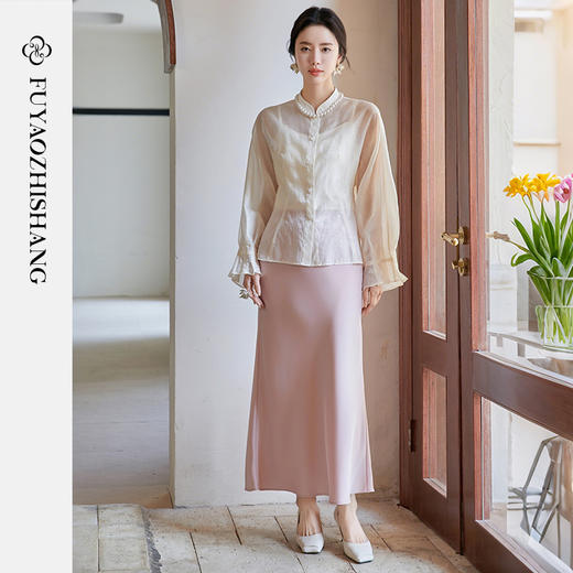 FUYAO扶摇 美学学院 立领衬衫女2025新款天丝衬衣夏日文艺风上衣 商品图4