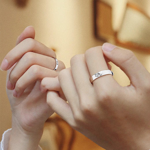 KADER萌趣爱恋 情侣对戒 s999 足银 情侣戒指纯银小众设计生日礼物送男女友 商品图7