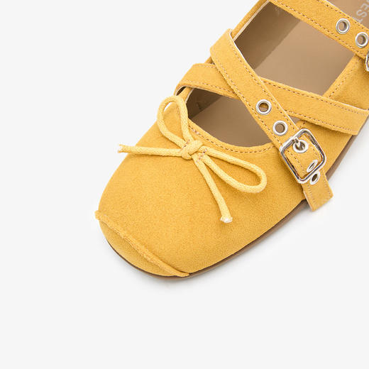 西遇猪鼻子芭蕾鞋女新款夏季铆钉玛丽珍平底鞋彩色浅口单鞋D0956638 商品图5