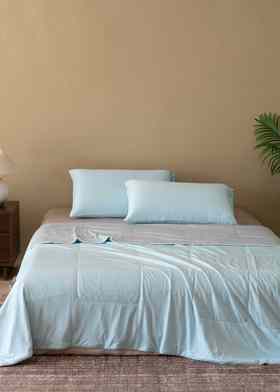 【凉感凉被】SCHIESSER舒雅生活撞色凉感凉被-蓝灰/粉灰 面料：100%锦纶 填充：100%聚酯纤维'12060025010105/06/08