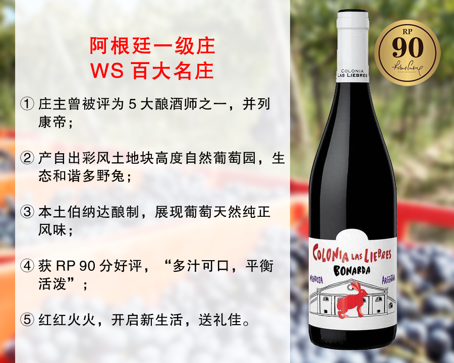 【现货特促，整箱更优惠】阿根廷一级名庄：蚁丘酒庄野兔园伯纳达经典干红（2024年）