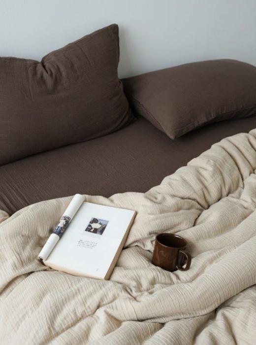 🔥【玛万生活 MAWALIFE老钱风皱皱纱四件套】｜把百万民宿的松弛感搬回家 ✨ ✅ 百万民宿同款面料｜精梳棉界的“羊绒衫” 精选全棉双层纱！！！ 商品图0