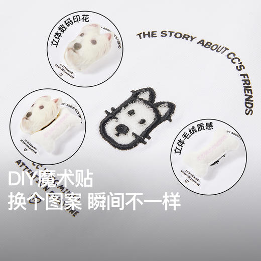NPC潮牌CC小狗创意魔术贴可替换图案圆领T恤男纯棉舒适CC52TE17 商品图2