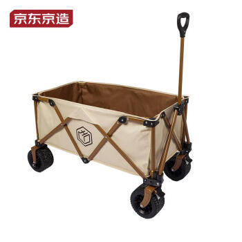 京东京造聚拢型坦克轮户外露营车折叠推车营地车野餐摆摊双刹可拆轮米白色 商品图0