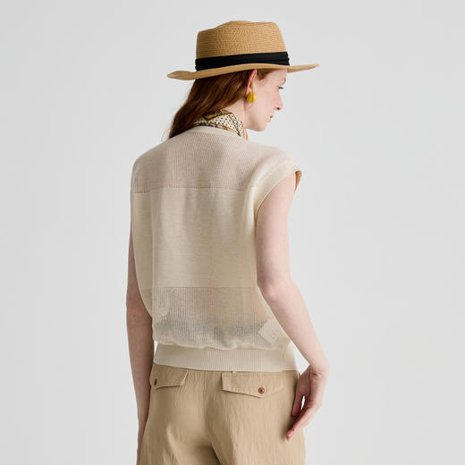 谜底针织衫无袖女2025夏季新品复古文艺宽松H型短毛衣252MZ0853 商品图2