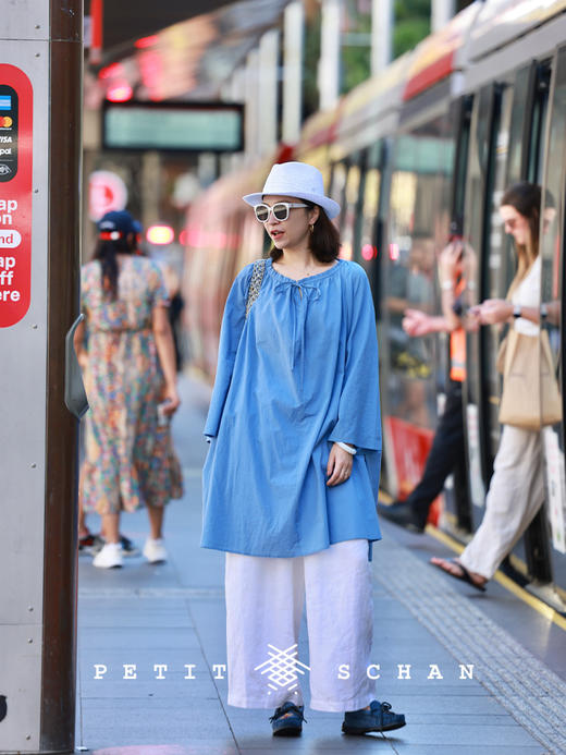 PETIT SCHAN小闪 CLO#798 deep breathing 身呼吸 纯亚麻松紧腰九分阔腿裤 商品图9