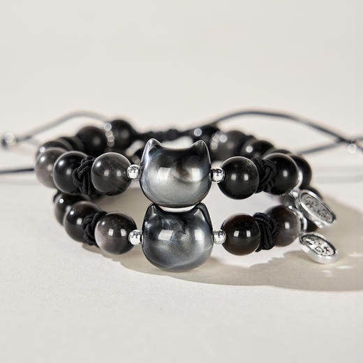 大英博物馆 巴斯特系列 银曜石可调节 手绳 商品图2