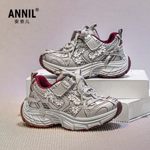 ANNIL/安奈儿运动童鞋2025春季新款女宝宝跑步鞋女童透气网面儿童老爹鞋HG5105213 商品图0