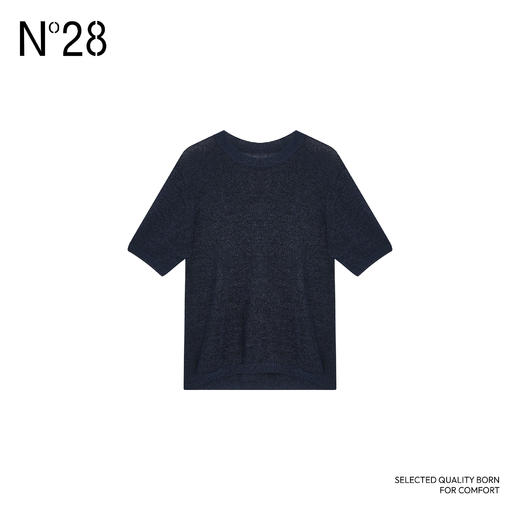 N°28 夏季2025新款法式设计感短袖针织衫女垂感圆领套头T恤上衣895251M501 商品图4
