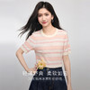 【专属特价】熙世界多巴胺条纹冰丝针织衫女夏季薄款2025年新款短袖绝美小上衣 商品缩略图1