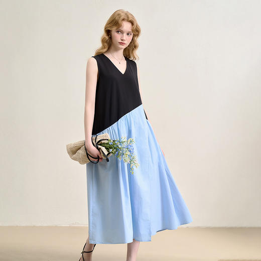 【设计感拼接撞色】无袖背心裙女夏季宽松V领连衣裙V1150743 商品图4