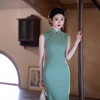 2025春夏新款旗袍年轻款绿色修身无袖旗袍新中式高端气质优雅旗袍JLM6135 商品缩略图0