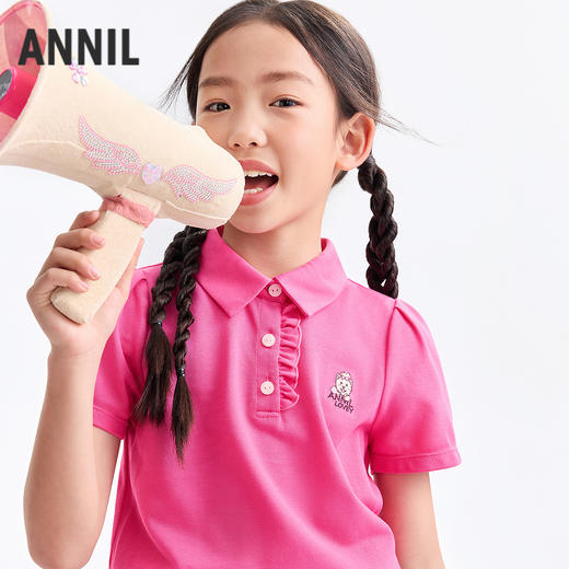 女童翻领短袖针织衫夏季新款安奈儿童装EG521217 商品图2
