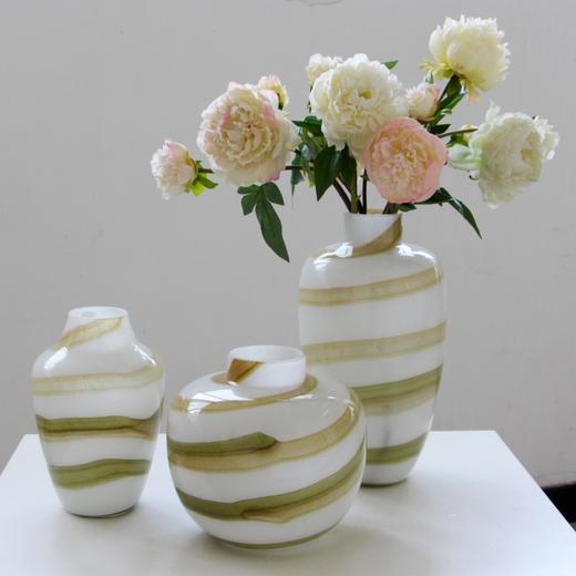 创意轻奢不规则水墨纹玻璃花瓶大肚子家居样板房间客厅插花摆件 商品图6