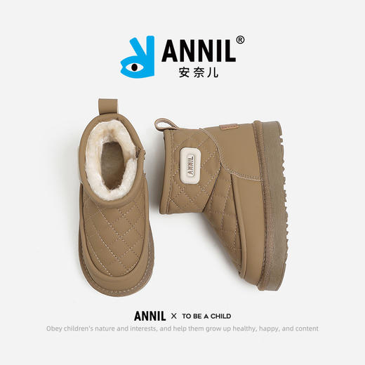 ANNIL/安奈儿儿童雪地靴女童棉靴加绒保暖防水皮靴2024年冬季新款HG4411138 商品图2
