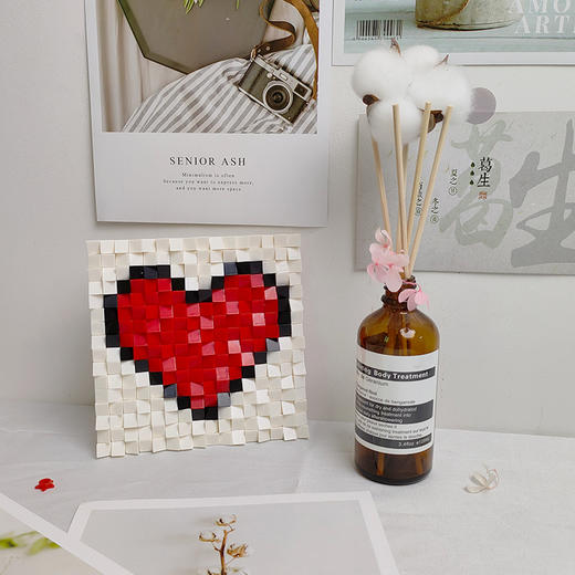 情人节好礼！【爱心积木，送你一份浪漫手工礼~】律动之爱心像素 创意DIY积木 立体拼图相框 桌面摆件 情人节表白礼物-QQ 商品图5