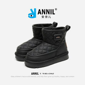 ANNIL/安奈儿儿童雪地靴女童棉靴加绒保暖防水皮靴2024年冬季新款HG4411138