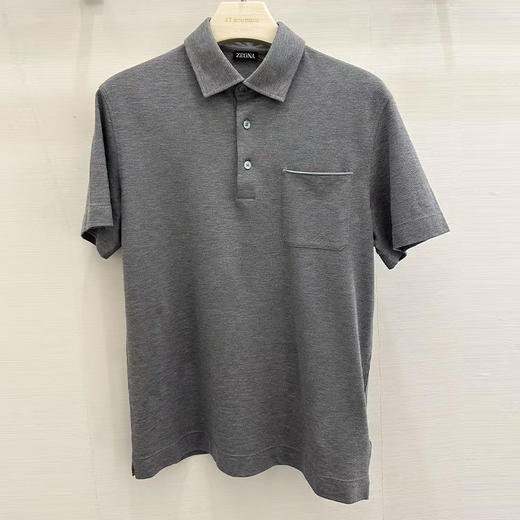 ZEGNA 杰尼亚 男士棉质珠地网眼短袖polo衫 灰色 UF392A9 F752 K95 商品图0