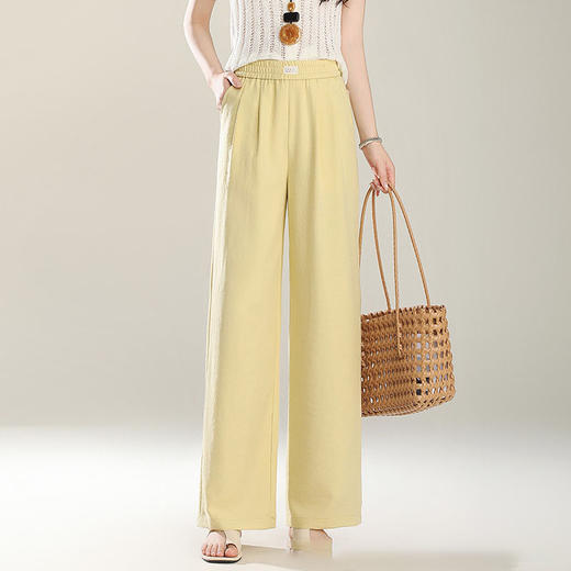 MYX-AS-2507-L松紧腰垂感修身直筒裤2025年夏季新款休闲九分裤时尚窄版阔腿裤 商品图0