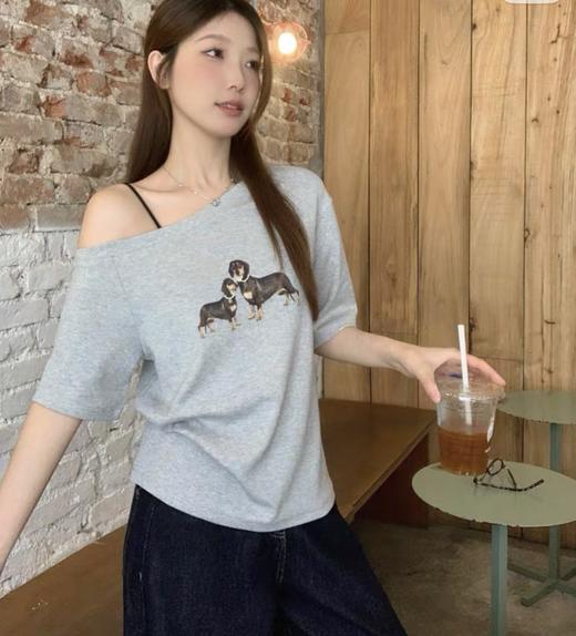 <曾小咸推荐>  珍珠项链腊肠狗斜肩T 日常价99/件 活动价69.99/件！！ 商品图6