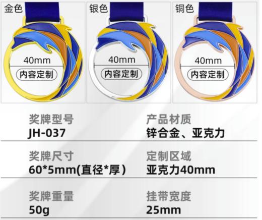 比赛奖牌定制定做荣誉纪念企业活动礼品马拉松赛足金银奖章订做 商品图1