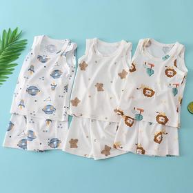 【买一送一】儿童纯棉网眼套装睡衣男女童背心短裤宝宝家居服冰丝夏季大童男孩空调服90-160