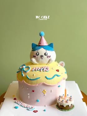 chiikawa小八小熊立体头像蛋糕（粉色版）