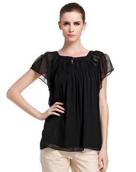 4894415337181 JOAN&DAVID 黑色方领百搭短袖上衣