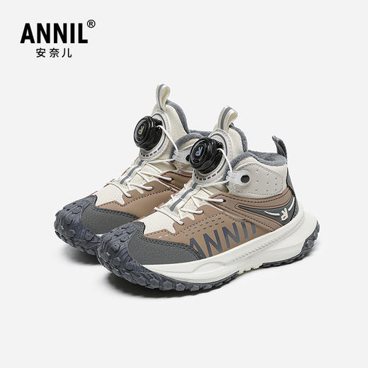 【加绒】ANNIL/安奈儿户外儿童运动鞋保暖2024新款冬季加绒皮面防水二棉鞋HM4405006 商品图1
