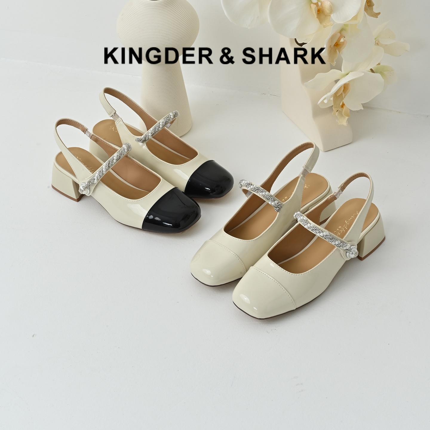 经典鲨2025年夏季新品小香风简约5cm中粗跟玛丽珍单鞋凉鞋女KW119-529031