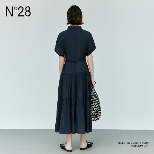 【破价】N°28 夏季法式设计感工装衬衫领连衣裙女中长款束腰显瘦垂感裙子单排扣长裙885252L590/885252L591 商品图5