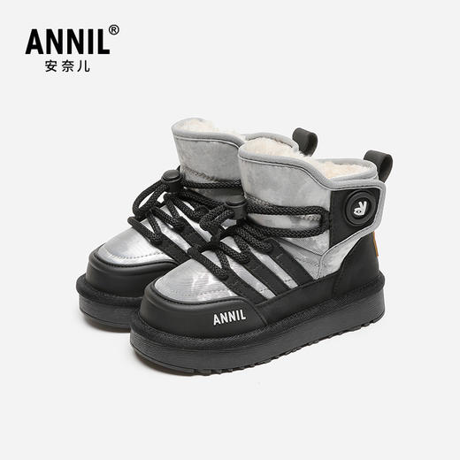 ANNIL/安奈儿雪地靴2024新款冬季女童加绒童鞋保暖棉鞋男童大棉靴HM4411161 商品图0