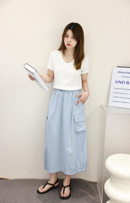 T56337#鹅蛋领型显瘦弹力T恤 商品图3