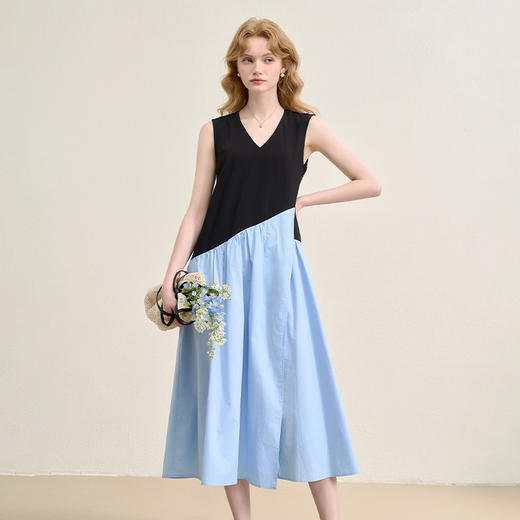 【设计感拼接撞色】无袖背心裙女夏季宽松V领连衣裙V1150743 商品图3