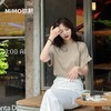 MIMO弥黙！麻感棉 T 恤，进口纤维麻感棉 T ，卷边设计慵懒随性 穿出松弛高级感，圆领显瘦一绝，机洗狂甩不变形 ，百搭不挑人 商品缩略图3